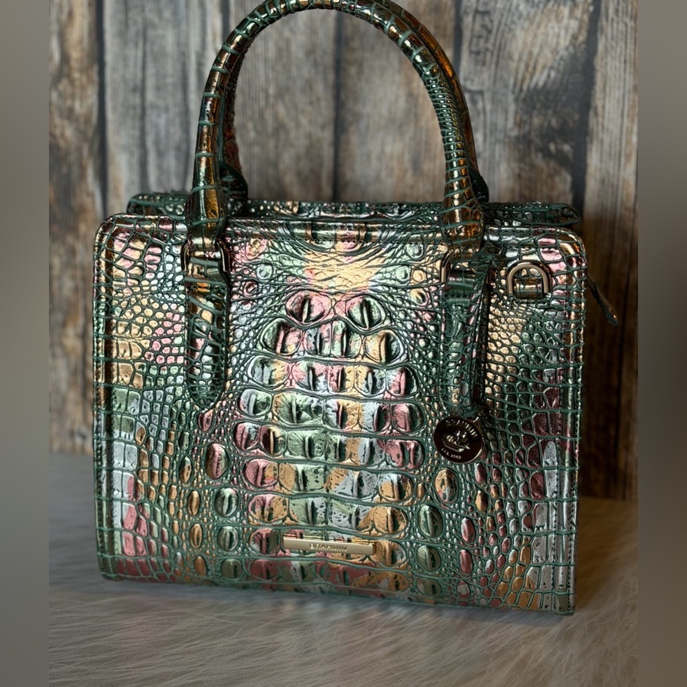 NWT Brahmin SOULFUL Cami Green copper metallic iridescent - Picture 5 of 15